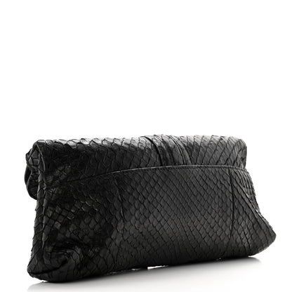 Gucci Snakeskin Bamboo Croisette Clutch Black 3 of 11