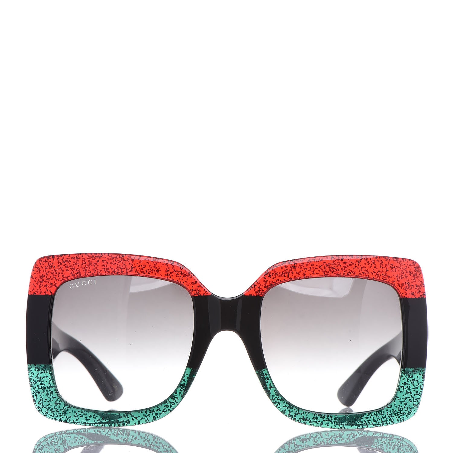 Gucci Square Frame GG0083S Sunglasses Glitter Red Black Green 4 of 7