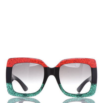 Gucci Square Frame GG0083S Sunglasses Glitter Red Black Green 4 of 7