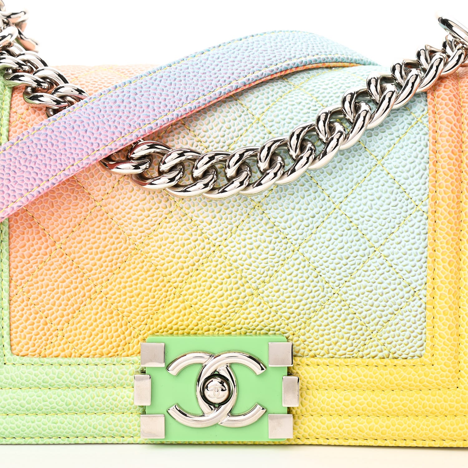 Chanel Caviar Quilted Small Cuba Rainbow Boy Flap Multicolor 8 of 10