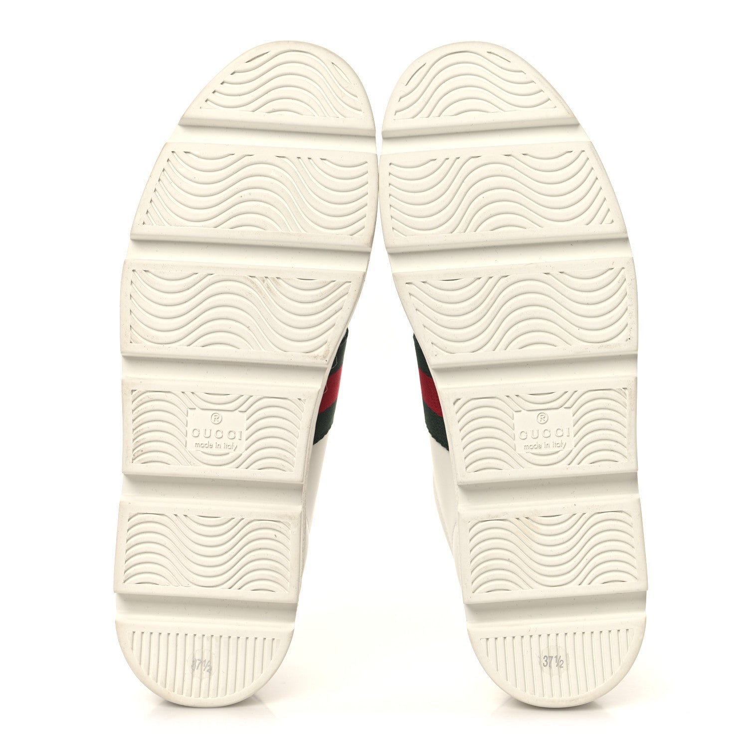 Gucci Calfskin Web Bee Embroidered Womens Ace Platform Sneakers 37.5 White 6 of 9