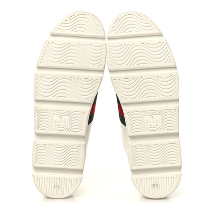 Gucci Calfskin Web Bee Embroidered Womens Ace Platform Sneakers 37.5 White 6 of 9