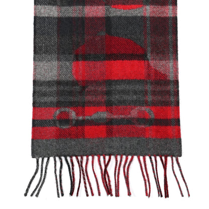 Hermes Cashmere HER-MES Tartan Muffler Rouge Vif Bordeaux Gris Anthracite 3 of 4