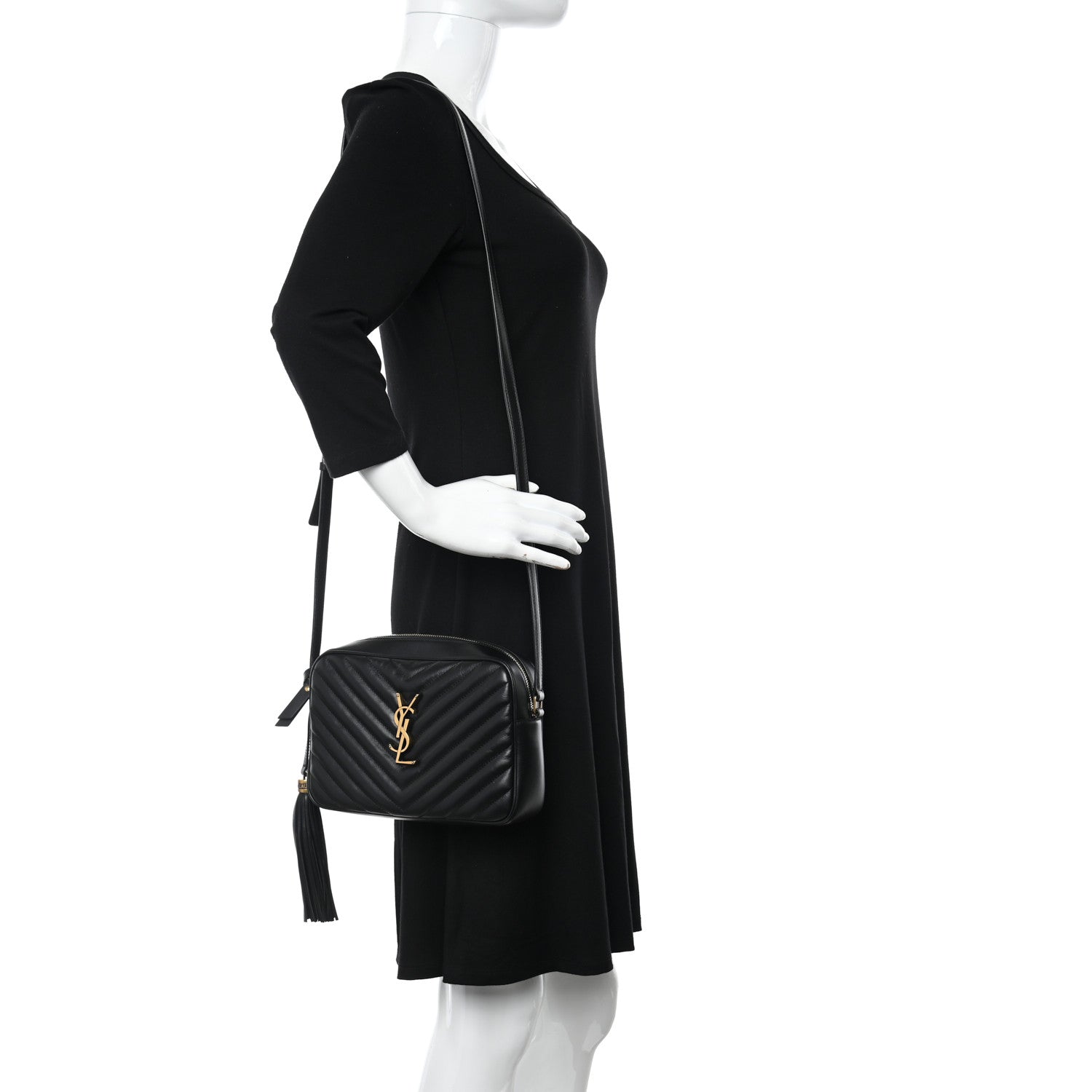 Saint Laurent Calfskin Matelasse Monogram Lou Camera Bag Black 2 of 11