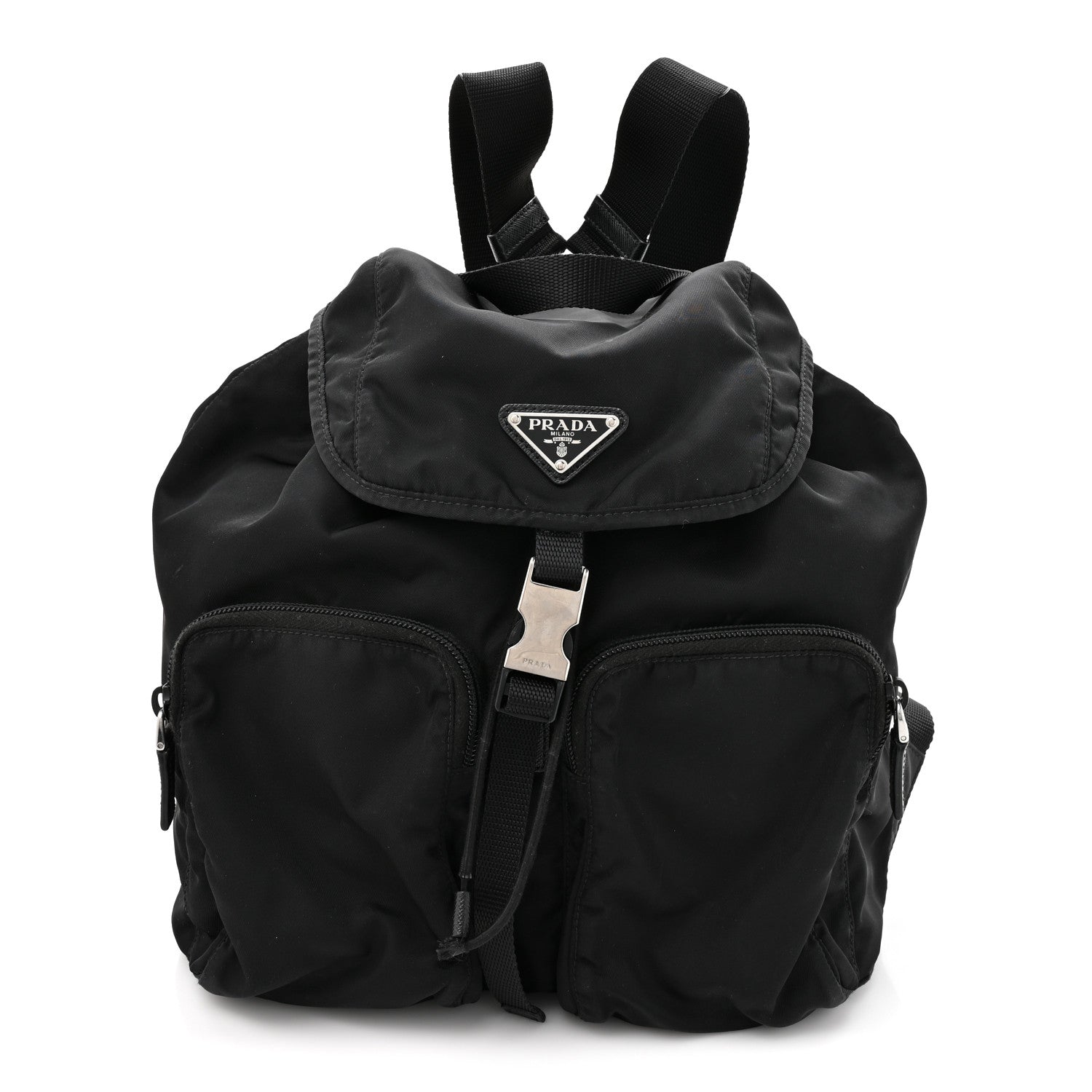 Prada Tessuto Nylon Saffiano Vela Medium Backpack Black 1 of 10