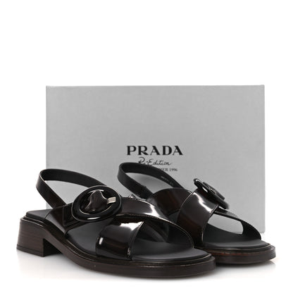 Prada Spazzolato Fume Re-Edition 1996 Buckle Sandals 41 Bruciato 11 of 11