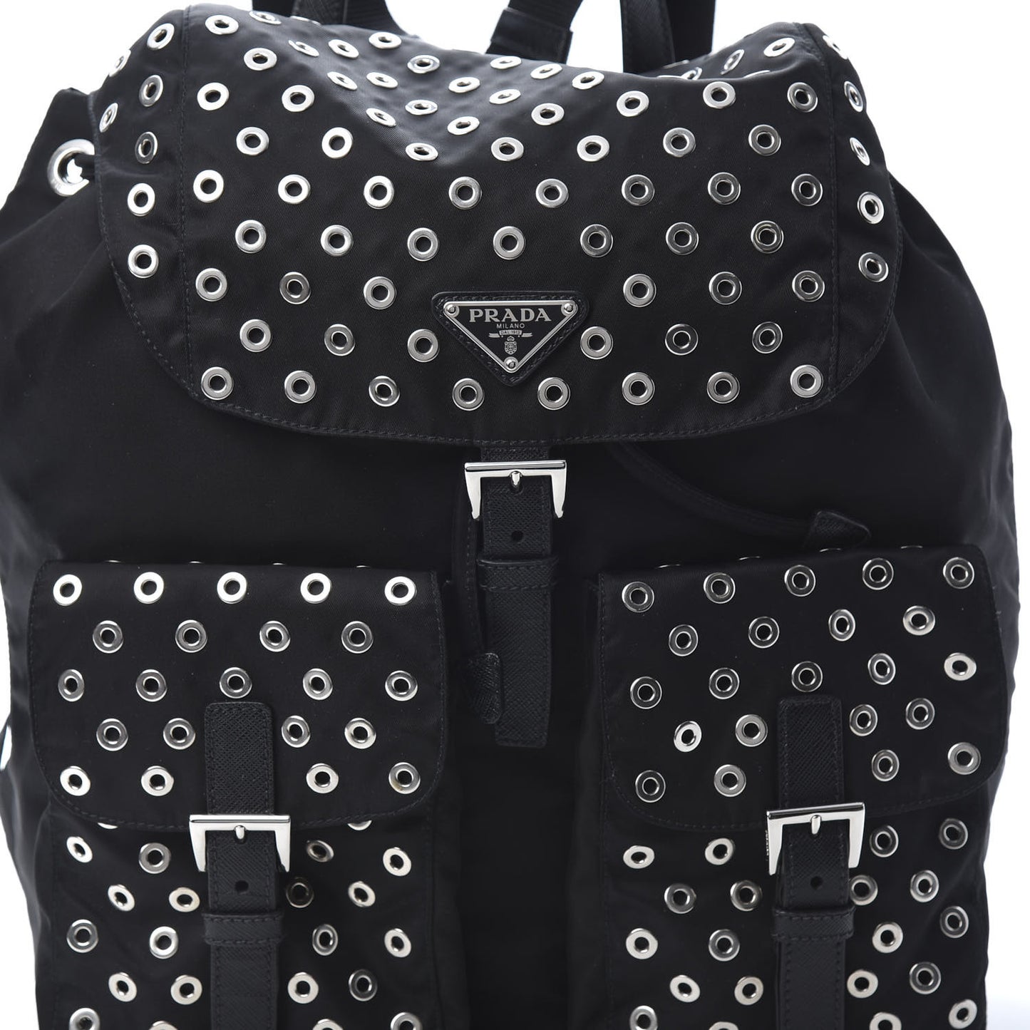 Tessuto Nylon Grommet Backpack Black