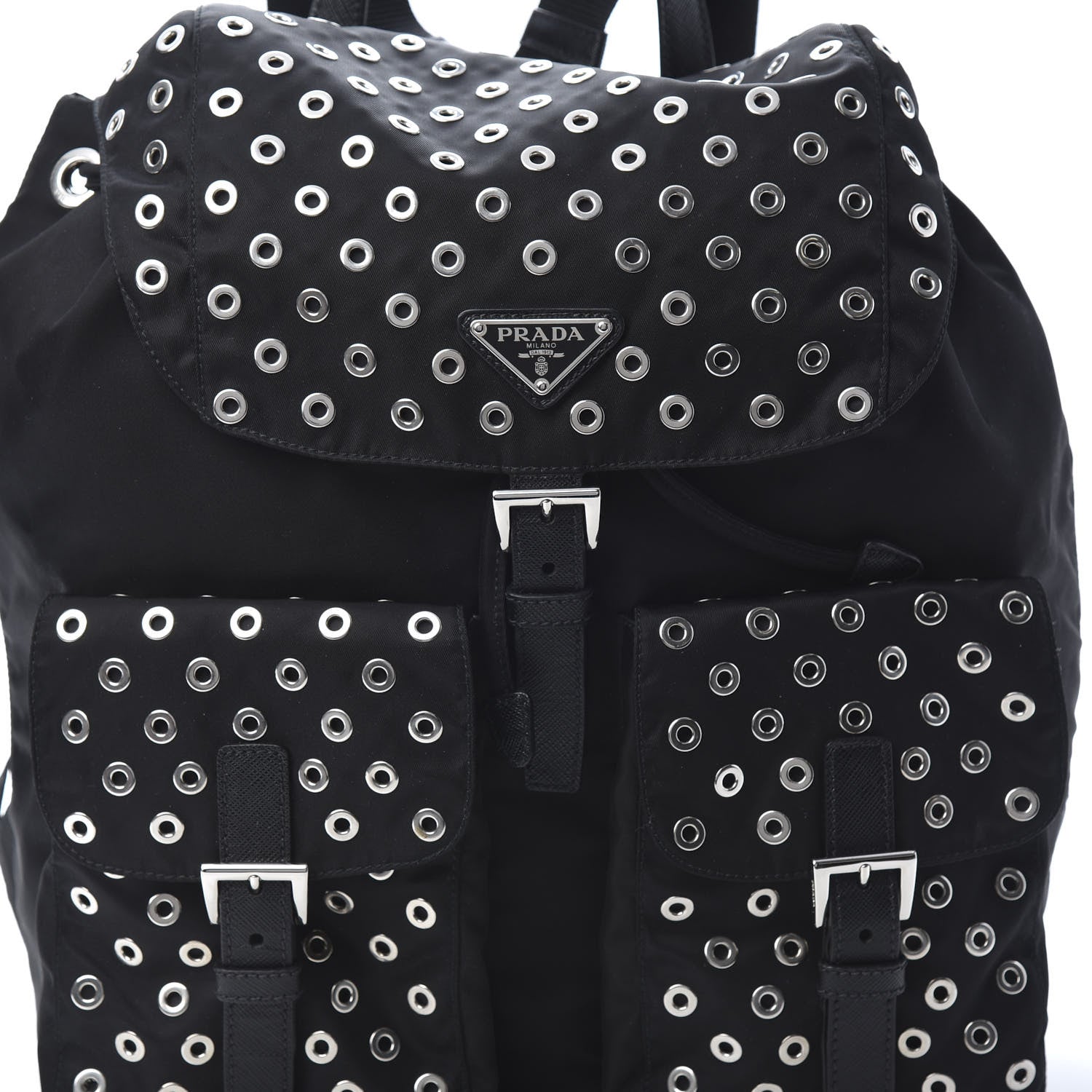 Prada Tessuto Nylon Grommet Backpack Black 8 of 10