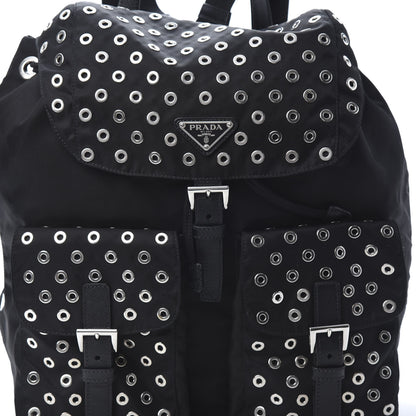 Prada Tessuto Nylon Grommet Backpack Black 8 of 10