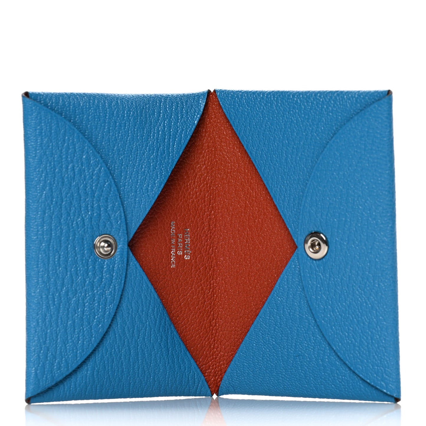 Chevre Mysore Verso Calvi Card Case Bleu Frida Cuivre