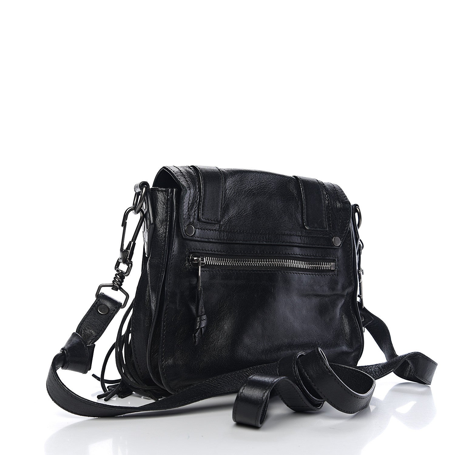 Proenza Schouler Lambskin Fringe PS1 Crossbody Pouch Black 2 of 8