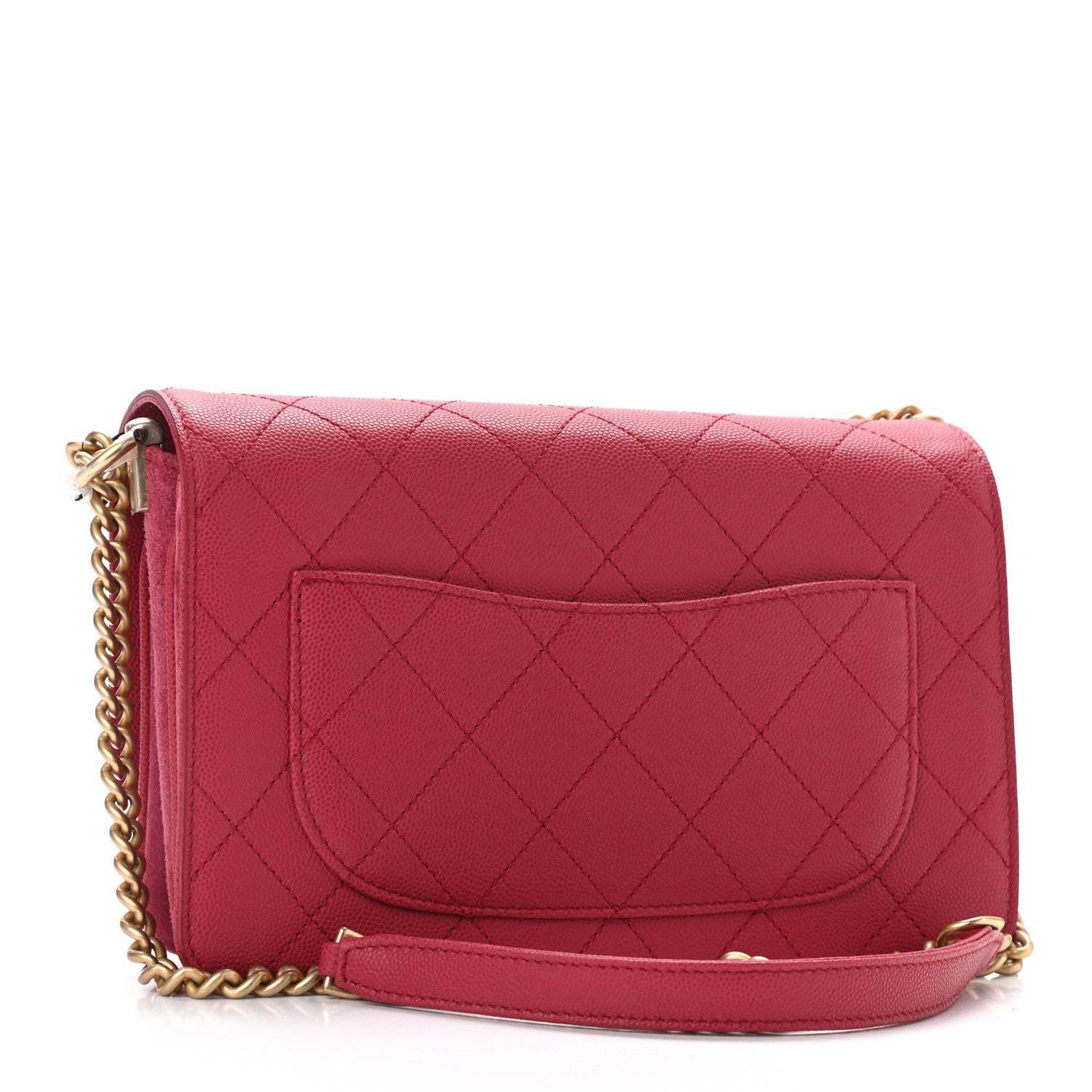 Chanel Grained Calfskin Stitched Small Enamel CC Flap Bag Pink 2 of 9