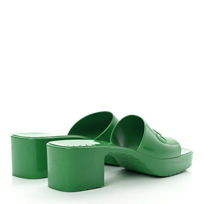 Gucci Rubber Gucci Logo Womens Platform 20/60mm Slide Sandals 39 New Shamarock 4 of 8