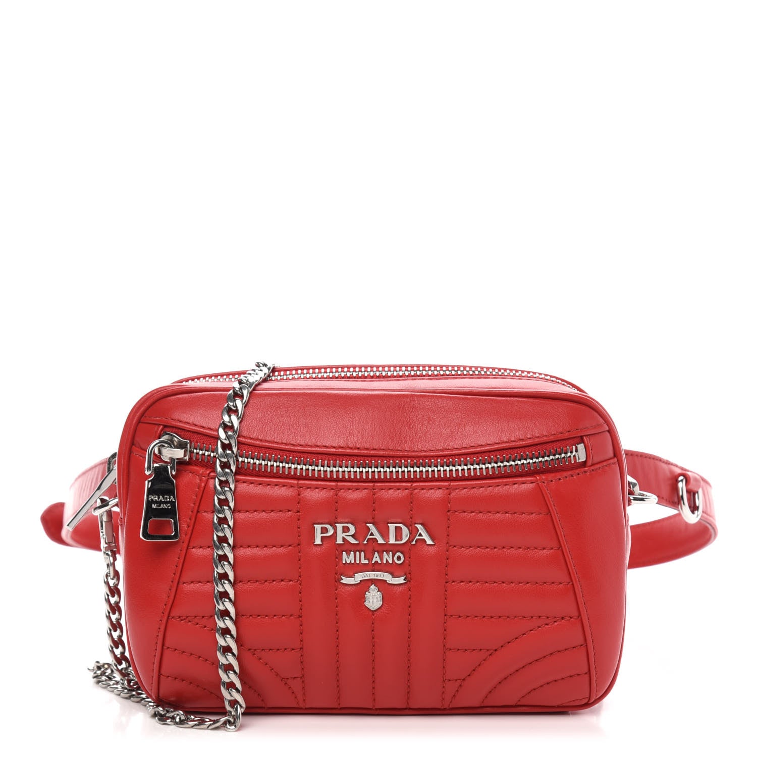 Prada Soft Calfskin Impunture Diagramme Belt Bag Rosso 1 of 10