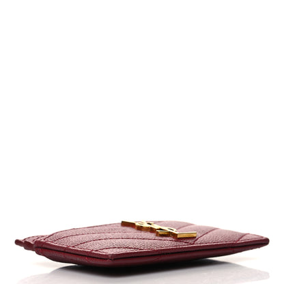 Saint Laurent Grain De Poudre Matelasse Chevron Monogram Credit Card Case Opyum Red 4 of 10