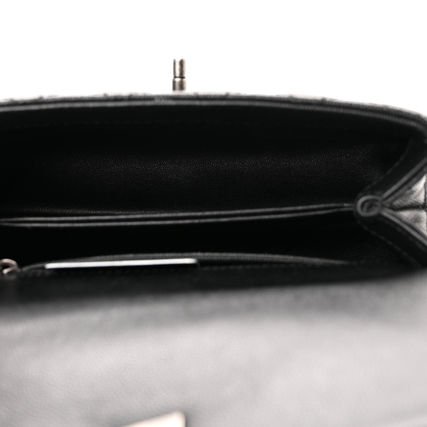 Caviar Lizard Embossed Quilted Mini Coco Handle Flap Black