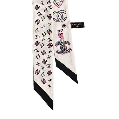 Chanel Silk CC Slim Bandeau White Black Pink 2 of 3
