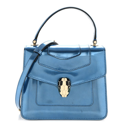Bulgari Metallic Calfskin Serpenti Forever Top Handle Blue 1 of 15