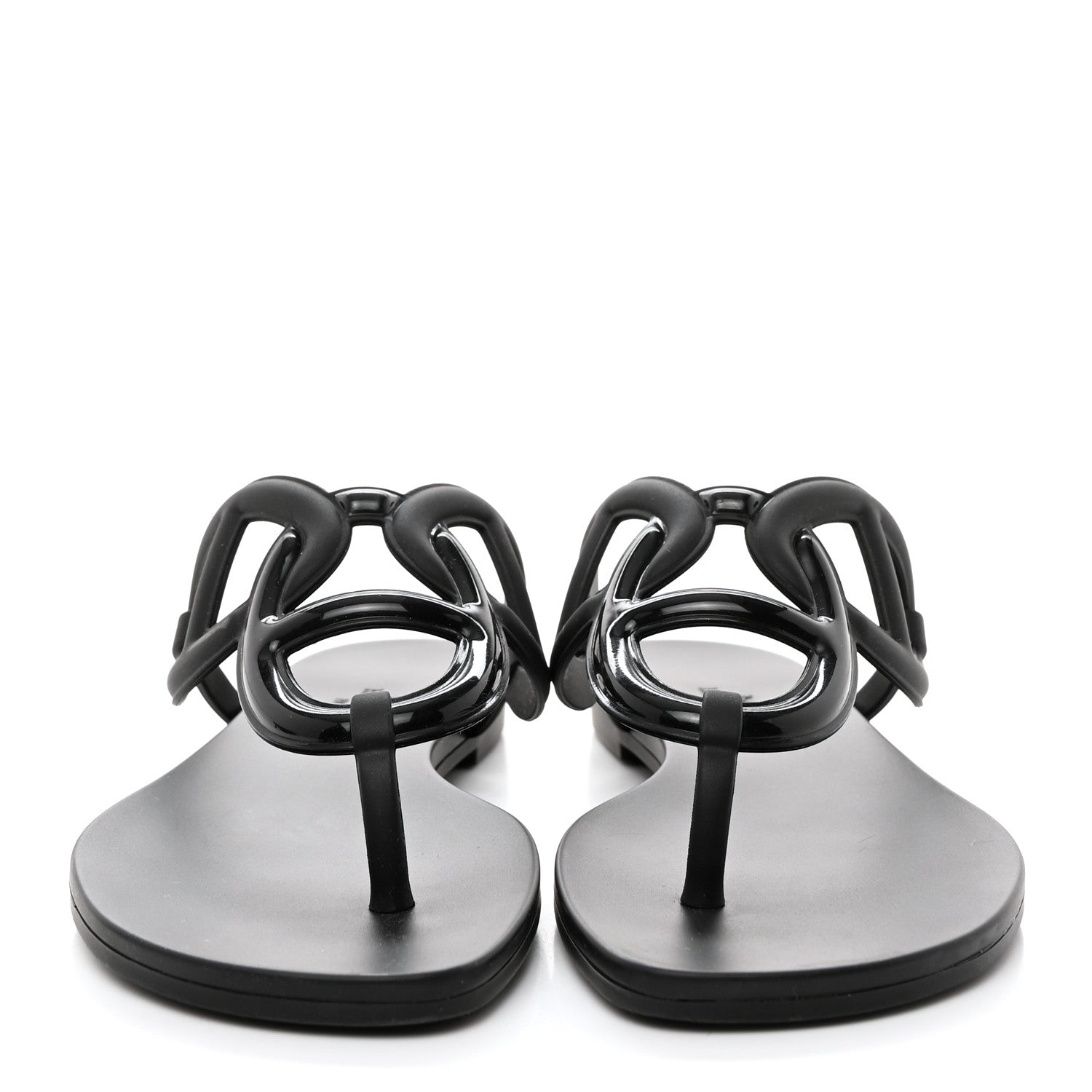 Hermes Rubber Womens Egerie Sandals 36 Black 2 of 9