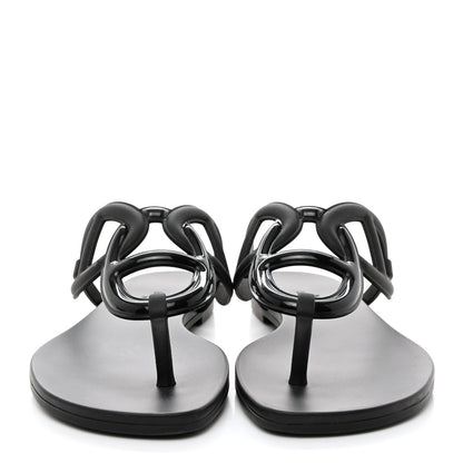 Hermes Rubber Womens Egerie Sandals 36 Black 2 of 9