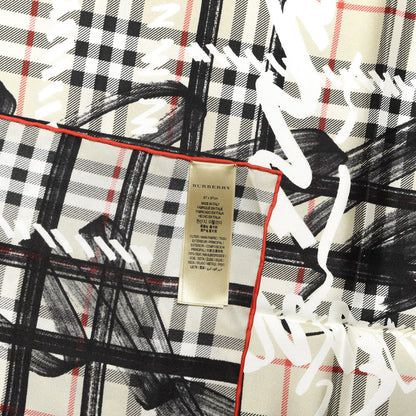 Burberry Silk Vintage Check Scribble Print Scarf Stone 4 of 4