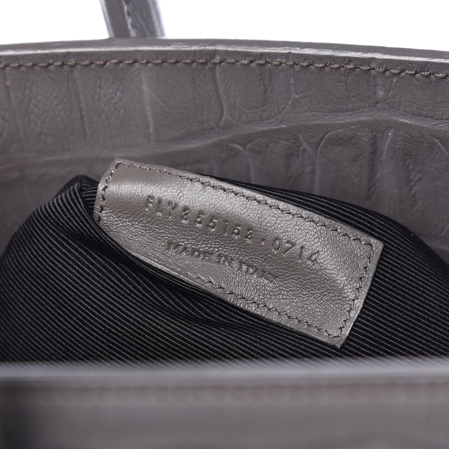 Saint Laurent Calfskin Crocodile Embossed Small Sac De Jour Earth 7 of 10