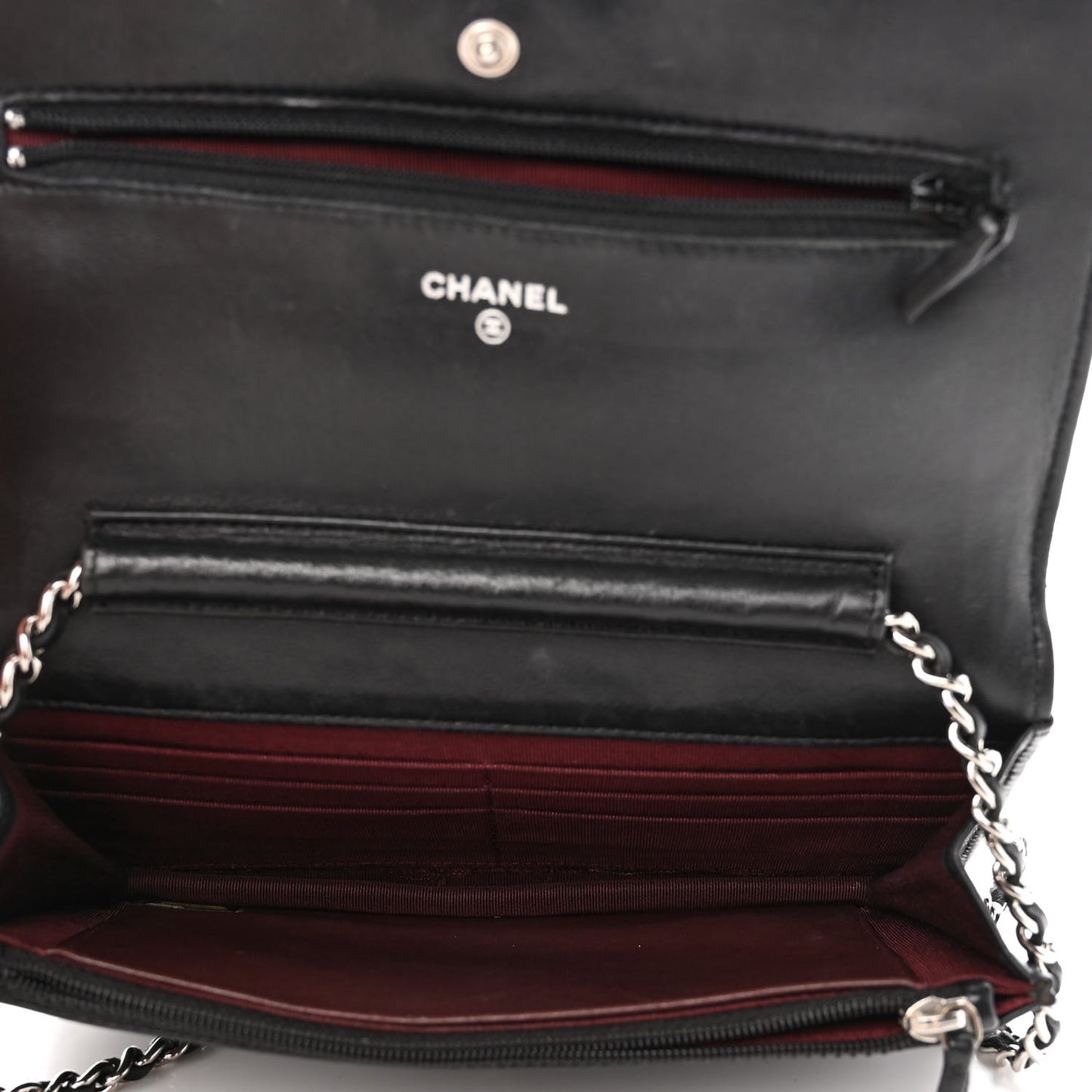 Lambskin Quilted Wallet On Chain WOC Black