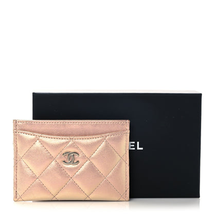 Chanel Iridescent Calfskin Quilted Card Holder Pink 10 of 10
