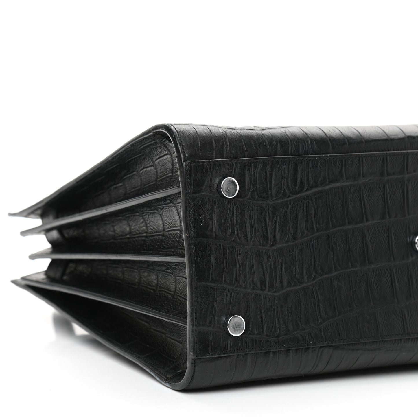 Calfskin Crocodile Embossed Small Sac de Jour Black