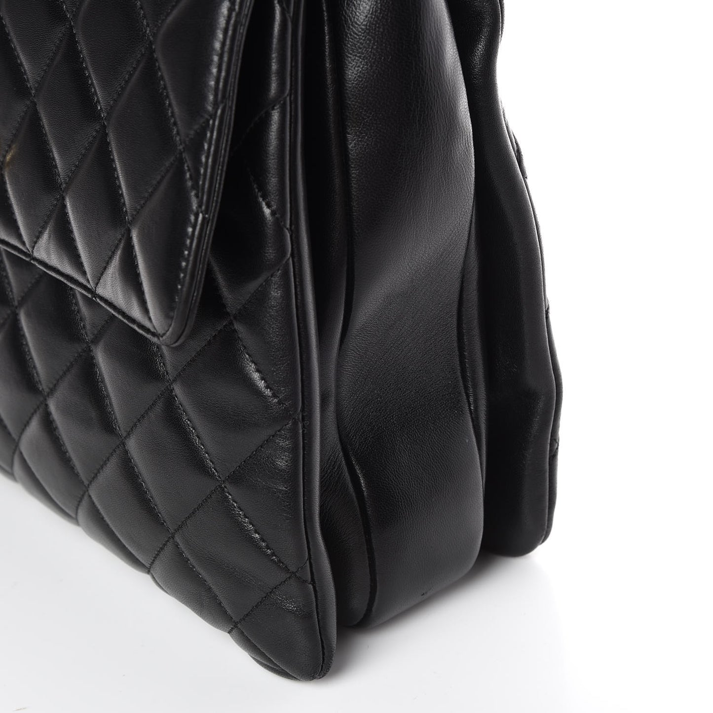 Lambskin Quilted Large Trendy CC Dual Handle Flap Bag Black