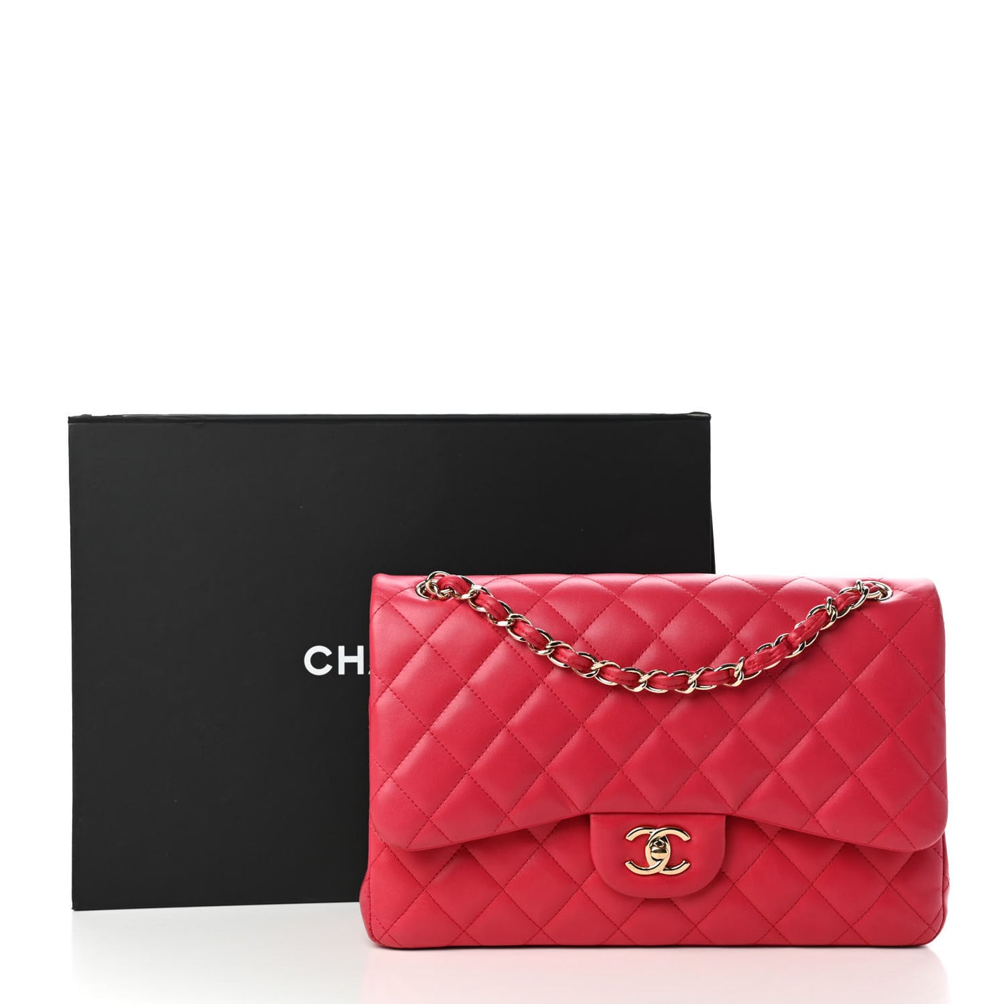 Lambskin Quilted Jumbo Double Flap Dark Pink