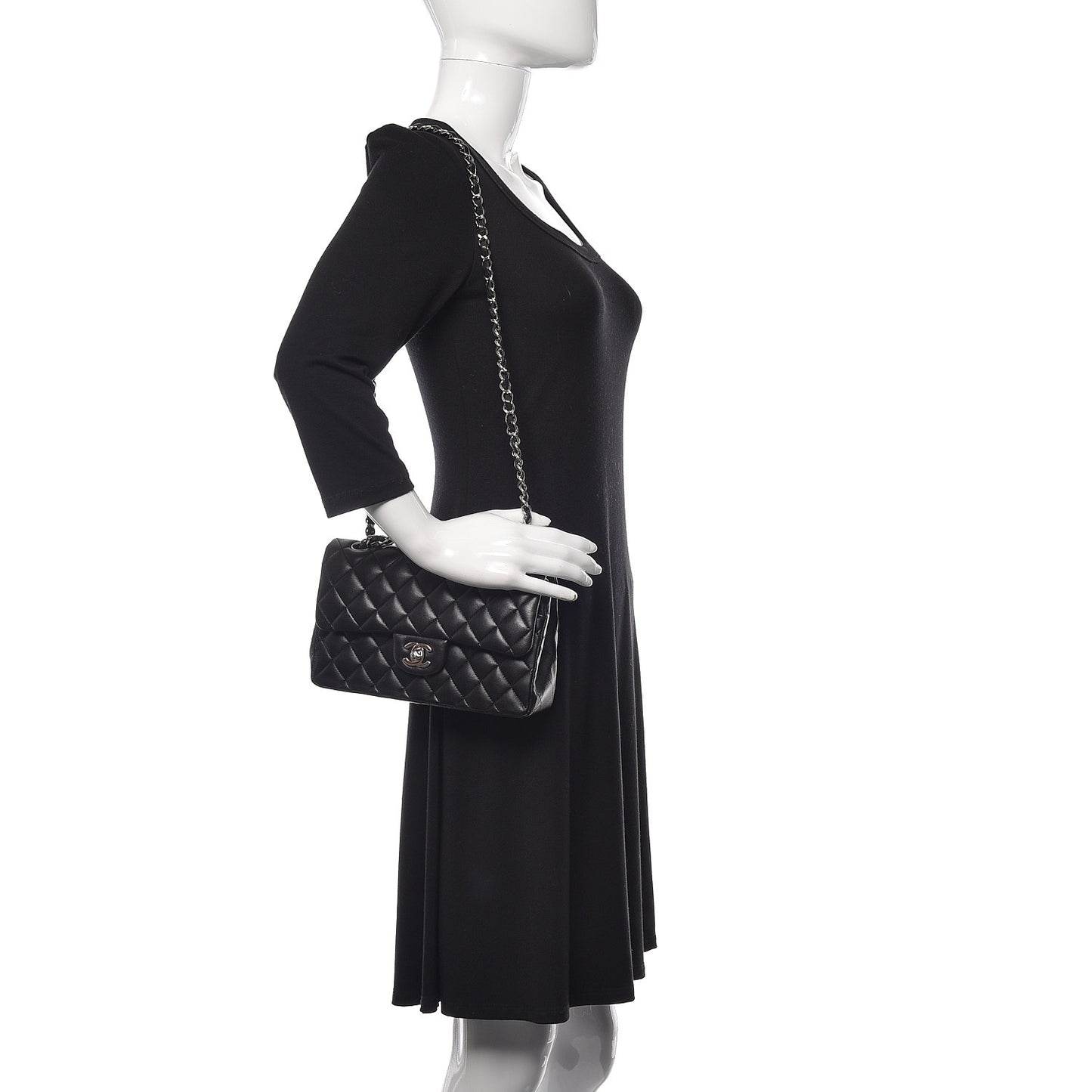Lambskin Quilted Small Double Flap Black
