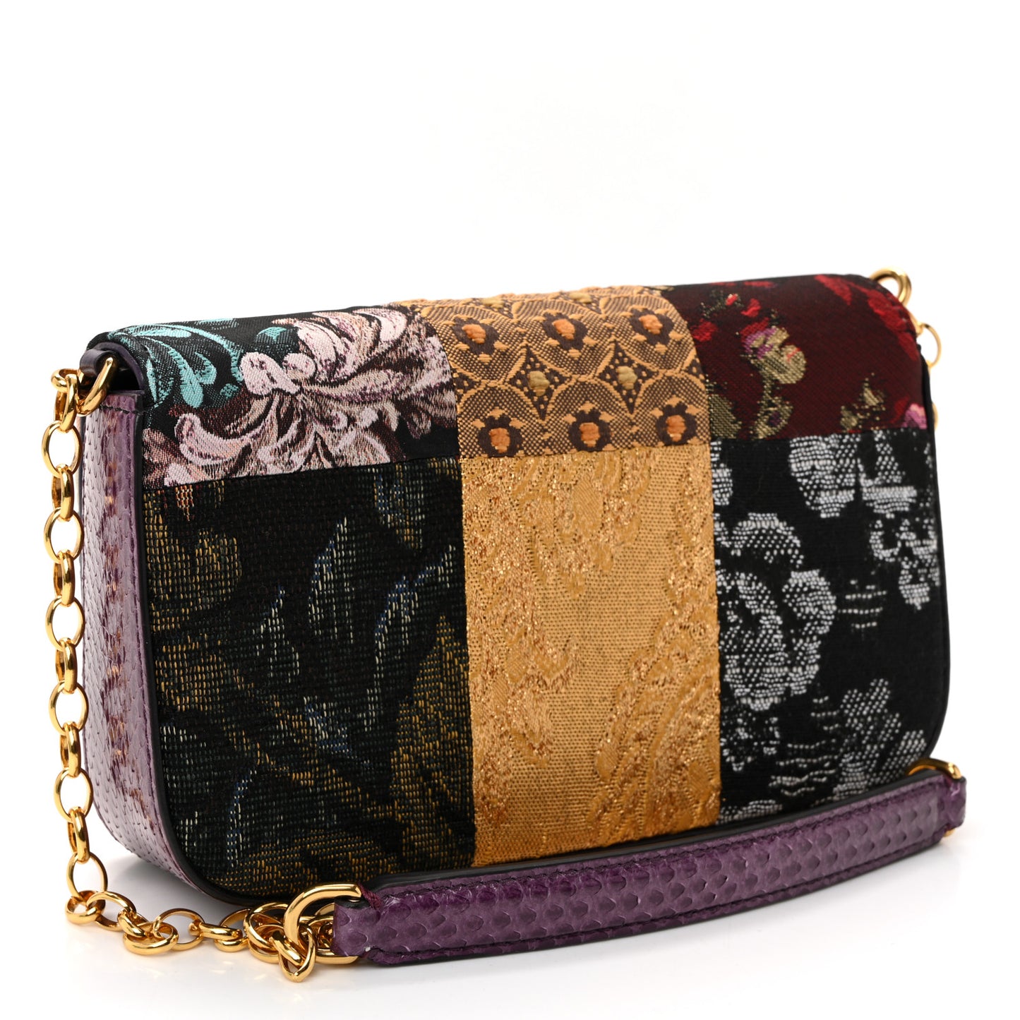 Patchwork Snakeskin Brocade DG Girls Chain Shoulder Bag Multicolor