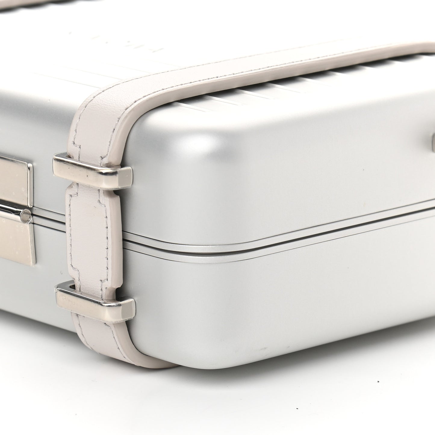 X RIMOWA Aluminum Personal Clutch On Strap Silver