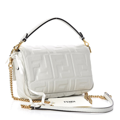 Fendi Nappa FF 1974 Embossed Mini Baguette White 3 of 10