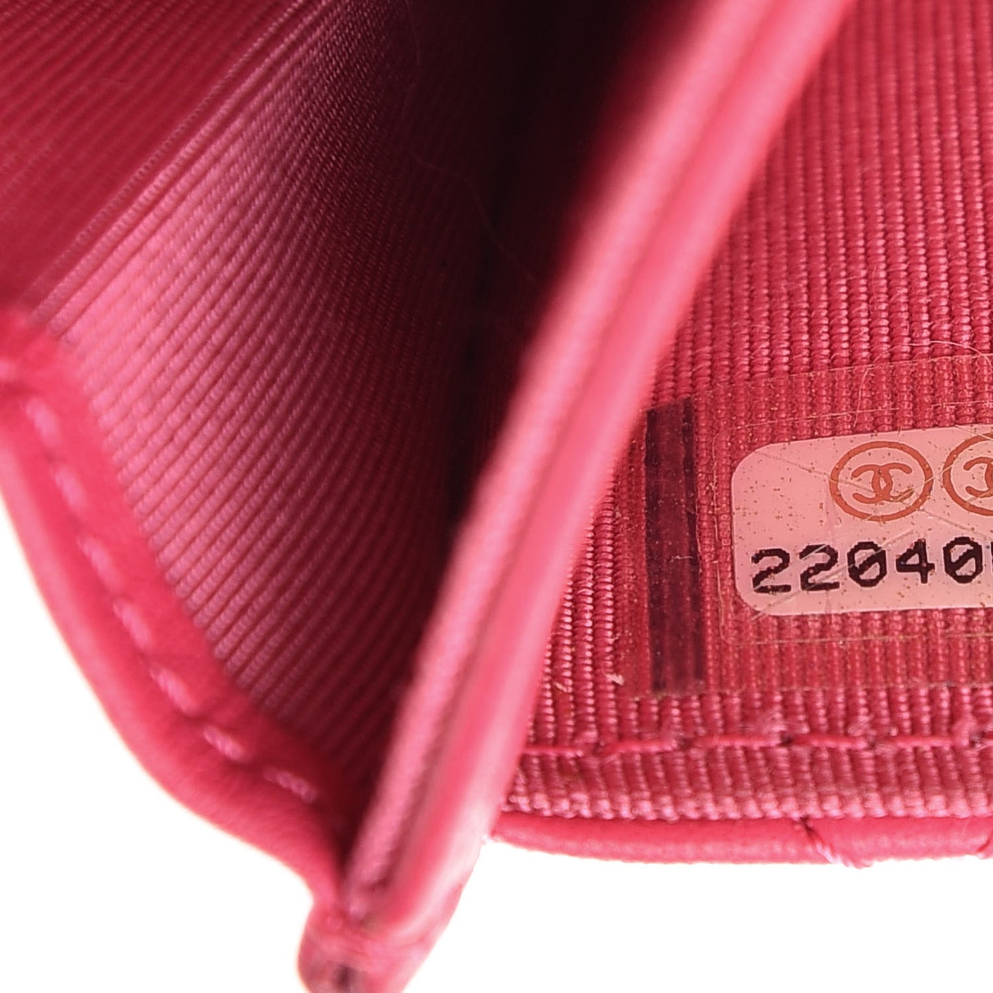 Lambskin Quilted Flap Card Holder Dark Pink