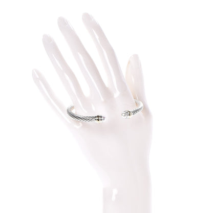 David Yurman Sterling Silver 14K Yellow Gold Pearl 5mm Cable Classics Bracelet 2 of 5