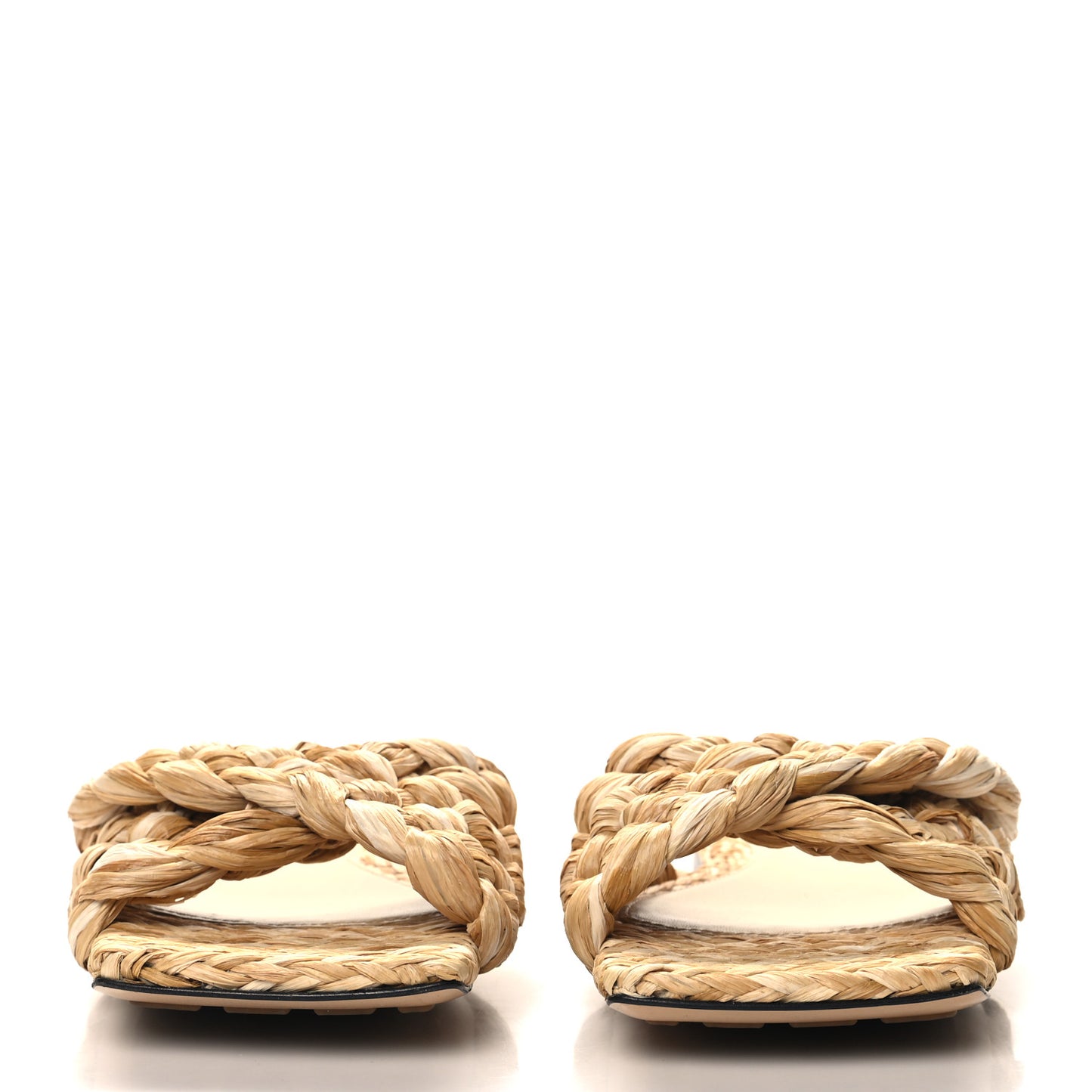 Raffia Twisted Intrecciato Stretch Flat Sandals 37.5 Macadamia