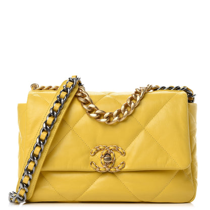 Chanel Lambskin Quilted Medium Chanel 19 Flap Yellow 1 of 10