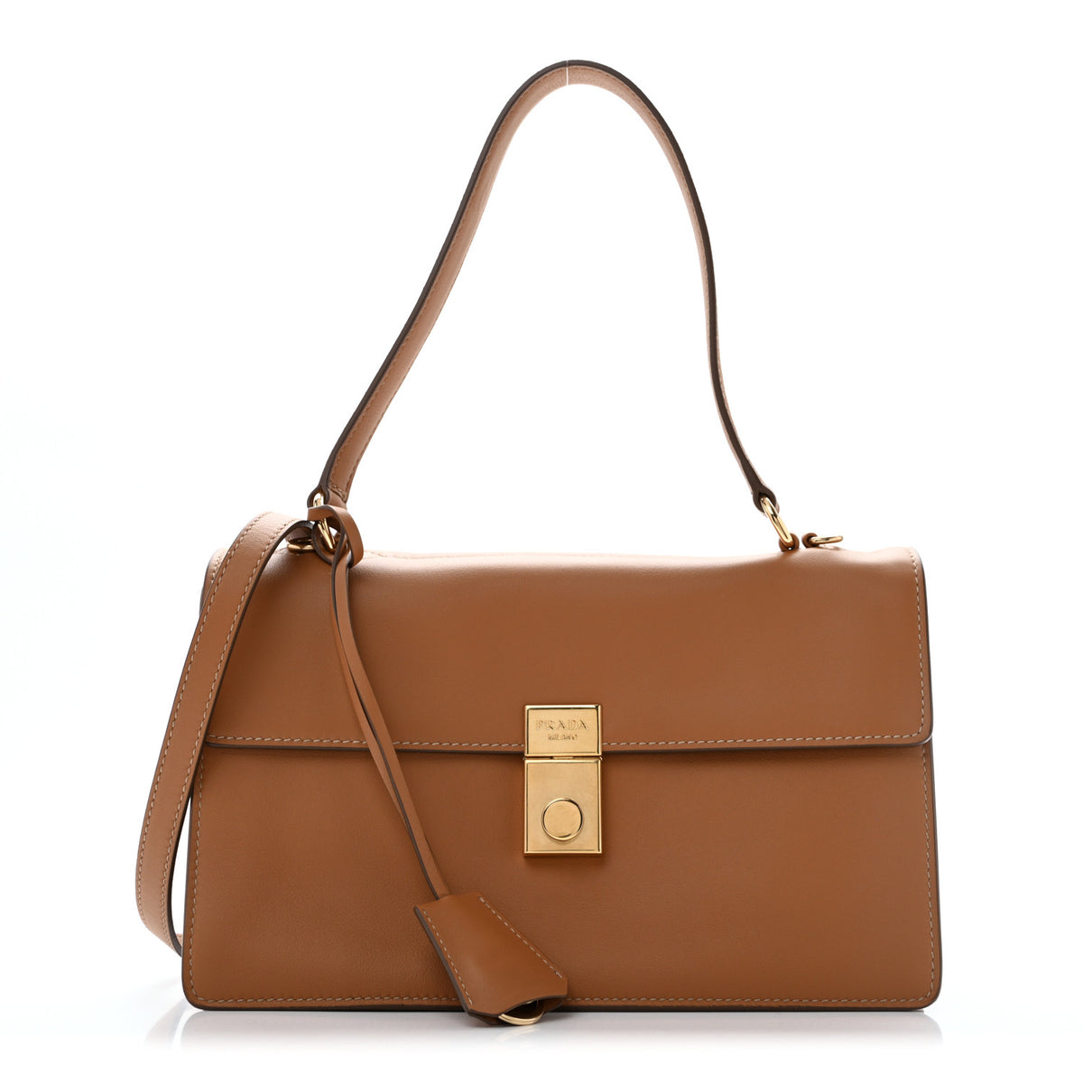 Prada Calfskin Medium Soft Sound Shoulder Bag Caramel 1 of 12