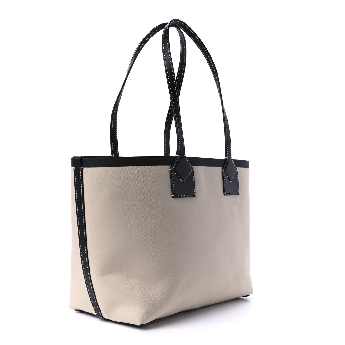 Cotton Canvas Calfskin Heritage Print Small Tote Beige