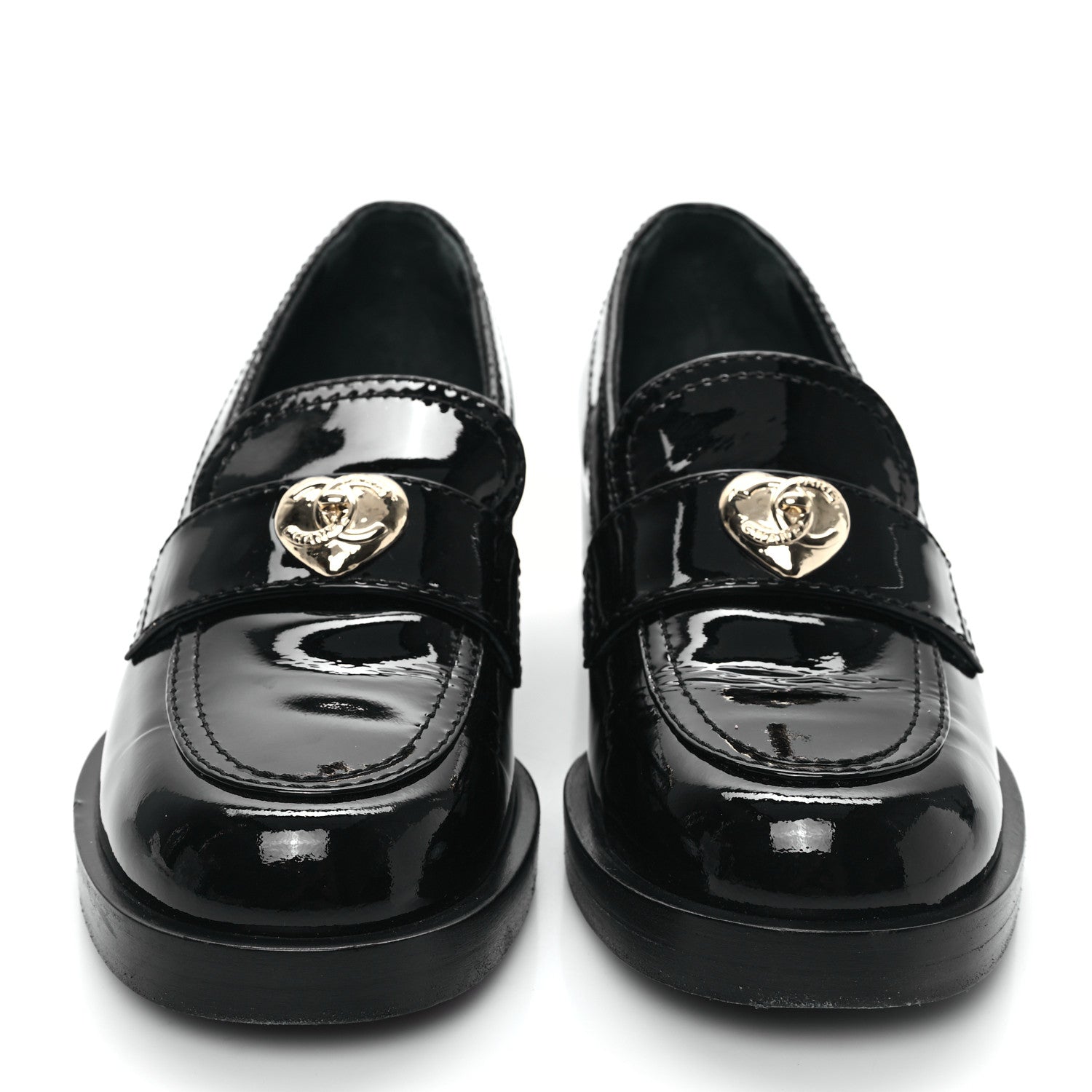 Chanel Patent CC Heart Loafers 36 Black 2 of 9