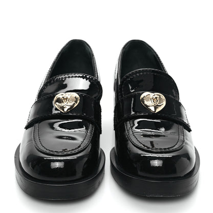 Chanel Patent CC Heart Loafers 36 Black 2 of 9