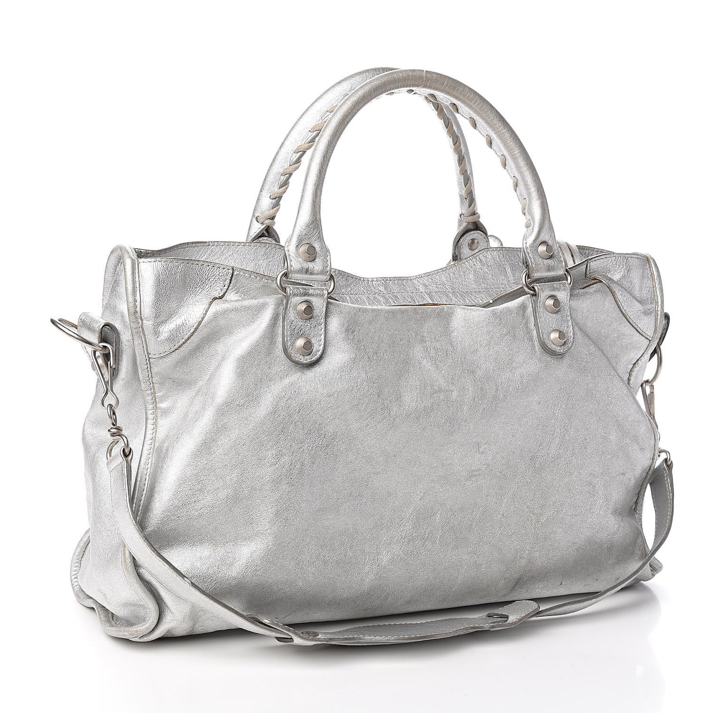 Laminated Agneau Classic Silver Hardware City Silver