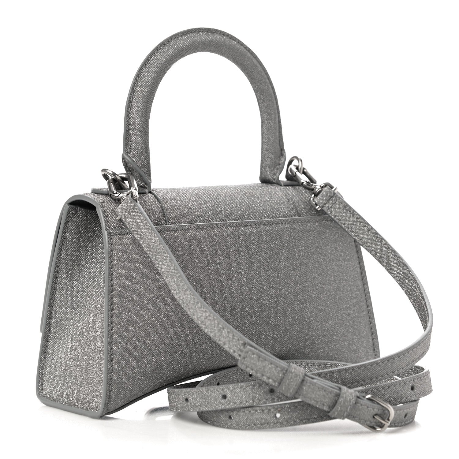 Balenciaga Glitter Fabric Hourglass Top Handle Bag XS Grey 3 of 11