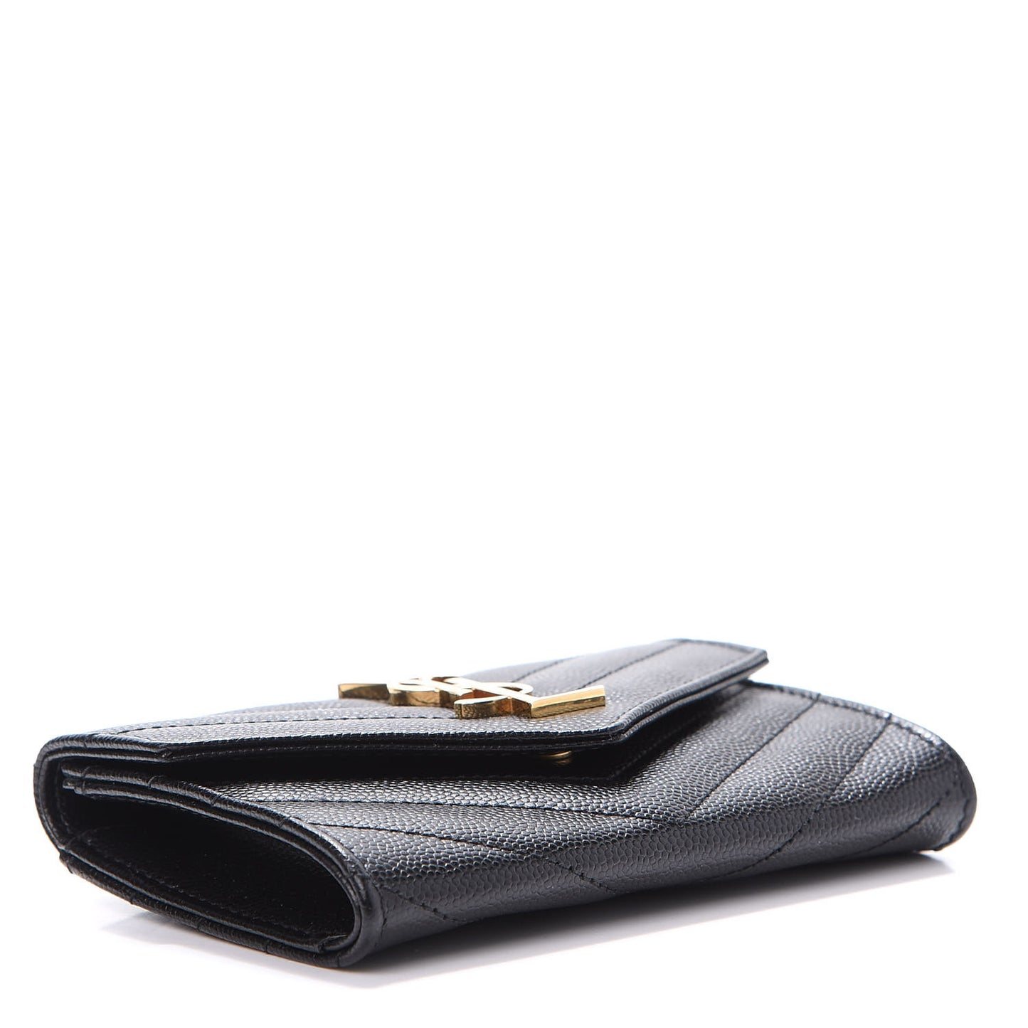 Grain De Poudre Matelasse Chevron Small Monogram Envelope Wallet Black