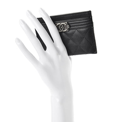Chanel Caviar Quilted Boy Card Holder Black 2 of 9