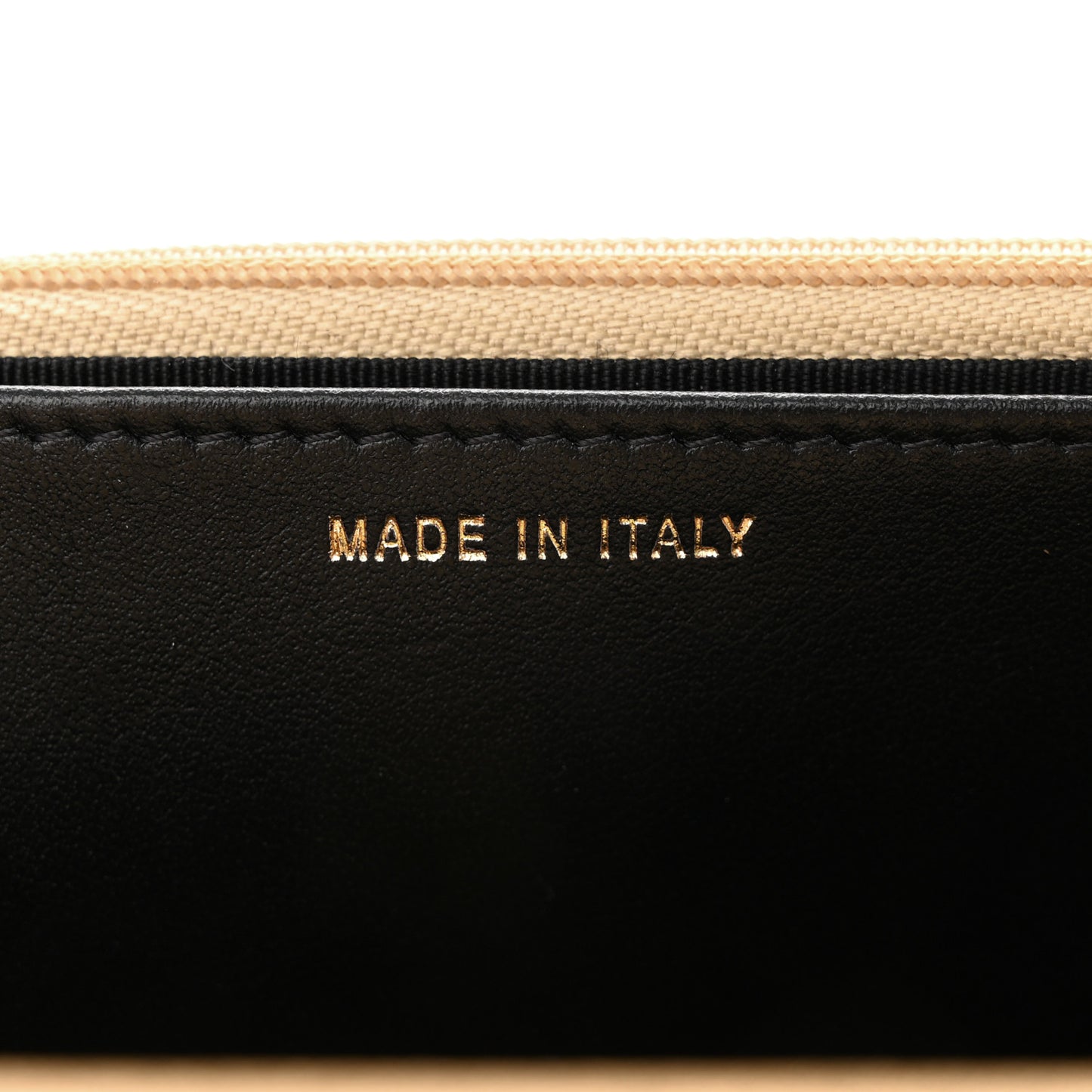Hammered Metallic Calfskin Quilted Wallet On Chain WOC Gold