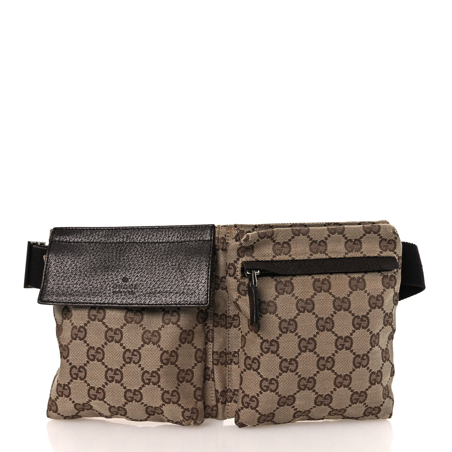 Gucci GG Monogram Double Pocket Belt Bag Dark Brown 1 of 13