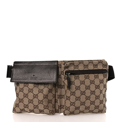 Gucci GG Monogram Double Pocket Belt Bag Dark Brown 1 of 13